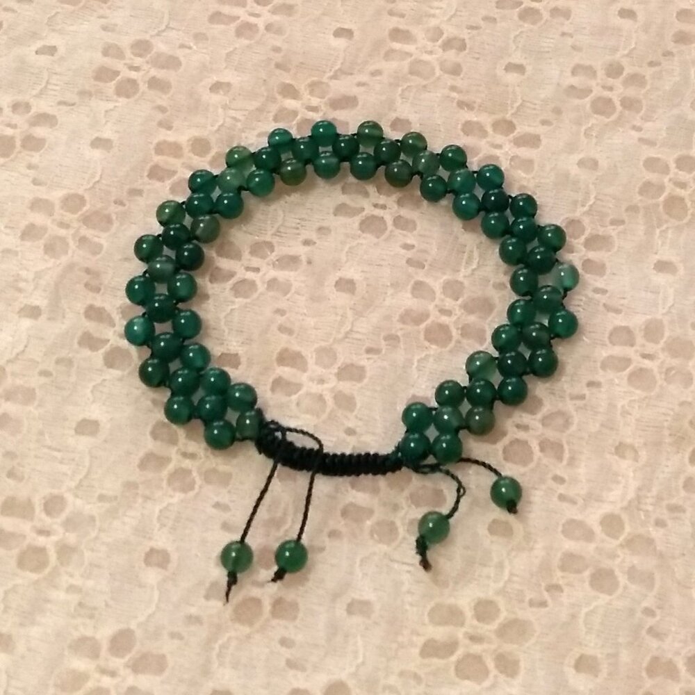 New Natural Green Agate Mini Beads Size 4mm Handmade Bracelet